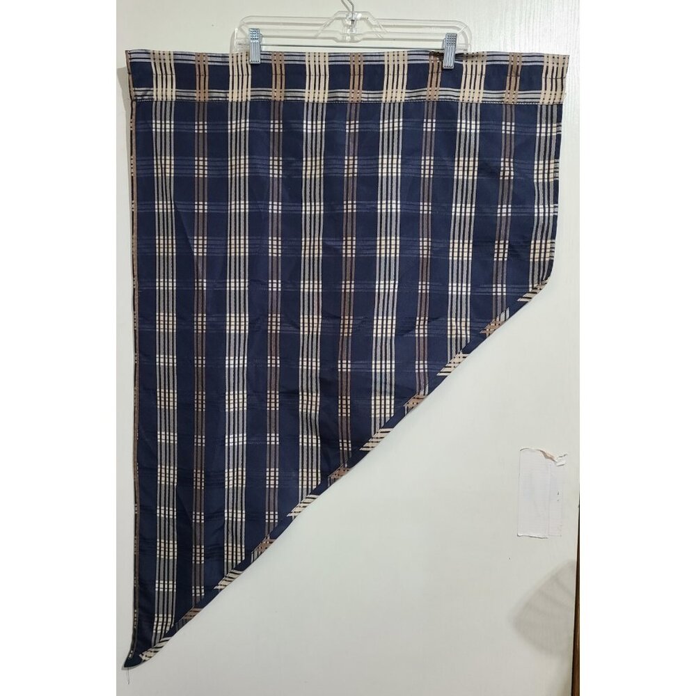 Swag Curtains with Valance Blue Gold Silver Plaid